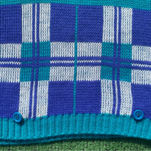 Vintage 80’s Fortune Knits Turquoise Patterned Sweater Women’s Size Medium Short - Picture 2 of 5